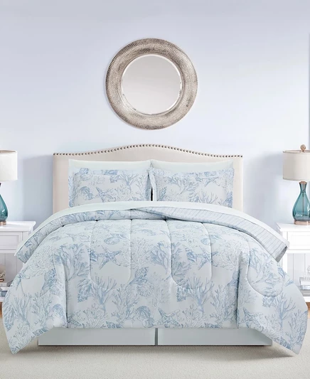 Постельный комплект Macy's Coastal Coral, 8 пр., голубой