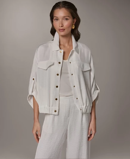 Женский жакет-рубашка с воротником-бутоном спереди от Donna Karan New York, белый