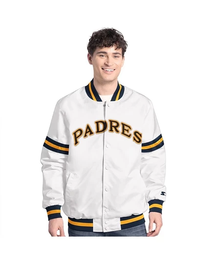 Мужская спортивная куртка для начинающих San Diego Padres Cooperstown Scout, белая, с полной застежкой