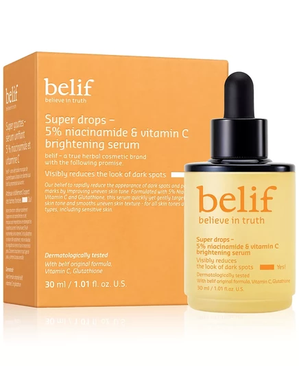 Осветляющая сыворотка Belif Super Drops 5 с ниацинамидом и витамином С, 1,01 унции.