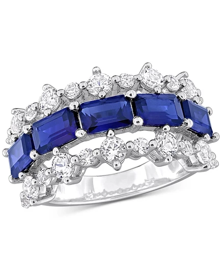 Кольцо Macy's серебряное с лабораторными сапфирами, синее