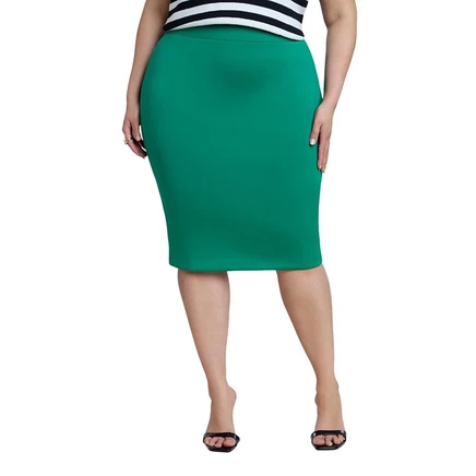 ELOQUII Women's Neoprene Pencil Skirt green