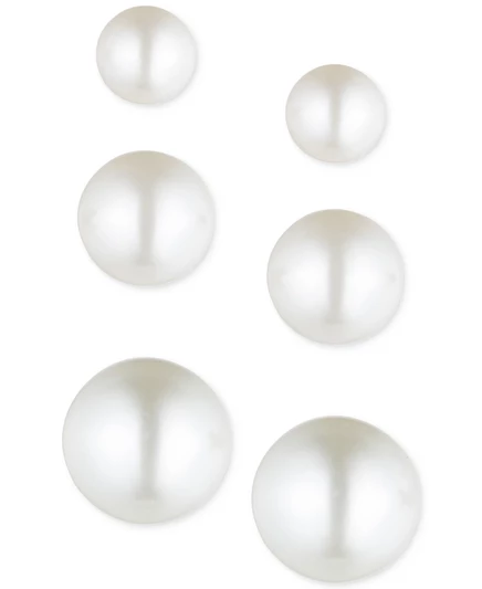 Серьги Anne Klein, 3 пары, имитация жемчуга, золотистые