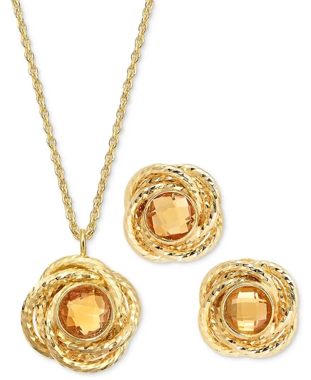 Комплект Macy's Love Knot: колье 46 см, серьги, оранжевый