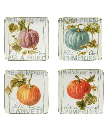 Канапе-тарелки Certified International Autumn Harvest, набор 4, оранжевые