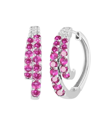 Серьги-кольца Macy's с выращенным рубином, серебро, красные