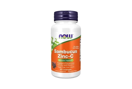 NOW Foods Sambucus Zinc-C, 60 пастилок без цвета