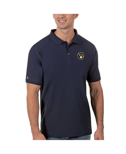Мужское поло Antigua Legacy Milwaukee Brewers, темно-синее