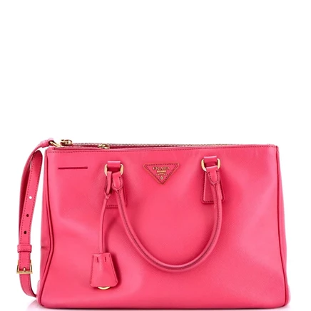 Женская сумка Pre-Owned Prada Double Zip Tote из кожи, розовая