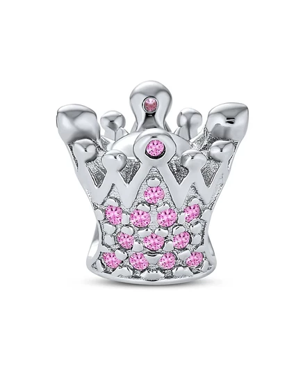Шарм Bling Jewelry корона с кристаллами для браслета, фуксия