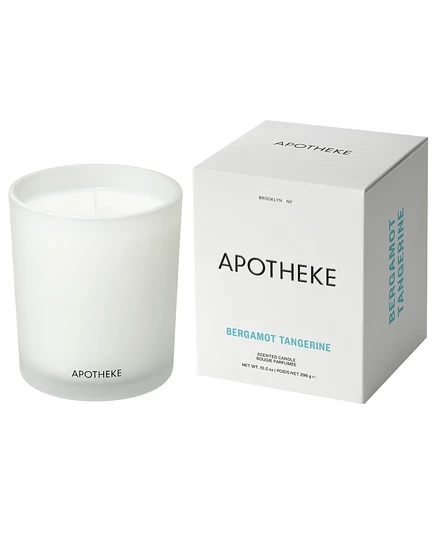 Ароматическая свеча APOTHEKE с бергамотом и мандарином, 10,5 унций. белый