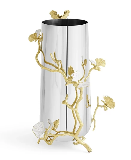 Ваза Michael Aram Butterfly Ginkgo Gold большая, золотая