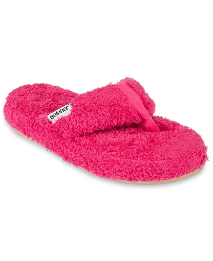 Фирменные женские уютные плюшевые шлепанцы Joey Flip Flop от Isotoner розового цвета