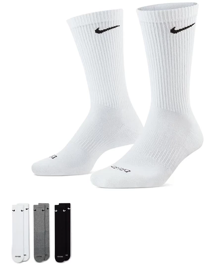 Унисекс носки Nike Everyday Plus тренировочные классической длины с амортизацией, 3 пары, мультицветные