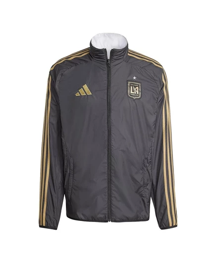 adidas Мужская черно-белая куртка Adidas LAFC 2025 Anthem с двусторонней застежкой на молнию black, white