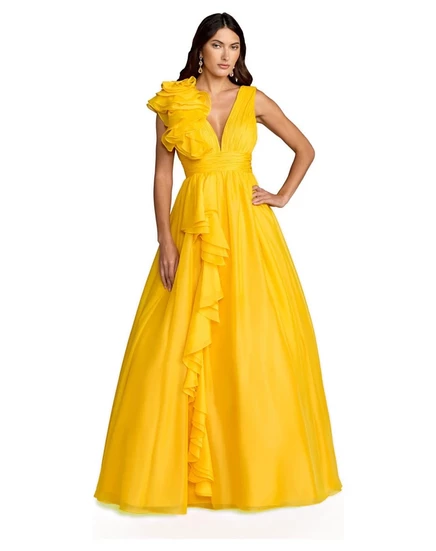Женское вечернее платье Mac Duggal на одно плечо, желтое