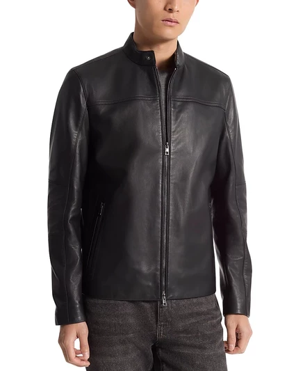 Мужская кожаная куртка Michael Kors Racer из ягнячьей кожи
