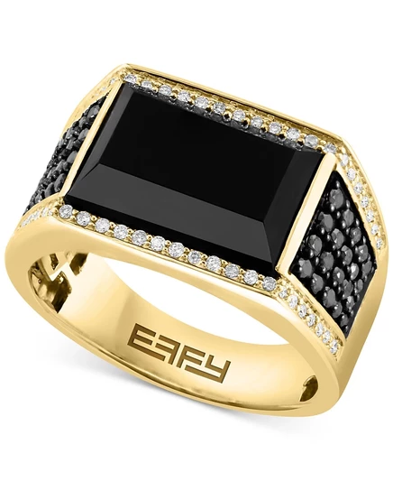 Мужское кольцо EFFY с ониксом и бриллиантами, 14k, черное