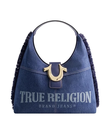 Женская сумка True Religion Hobo из рваного денима, синяя