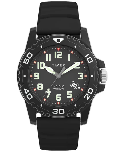 Мужские кварцевые часы Timex Main Street с черным силиконовым ремешком диаметром 42 мм, круглые черные