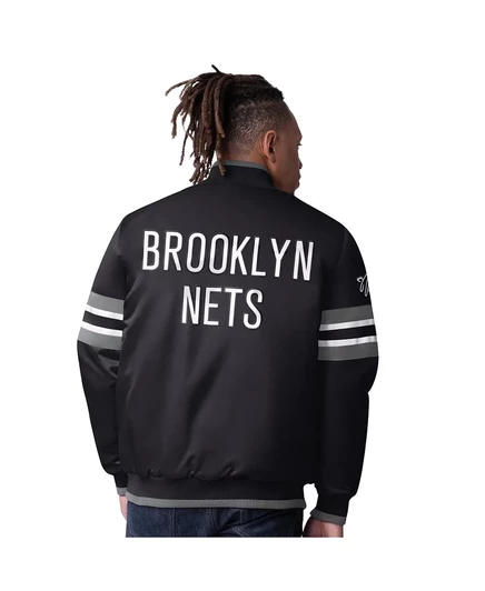 Мужская сатиновая куртка Starter Scout Brooklyn Nets, черная