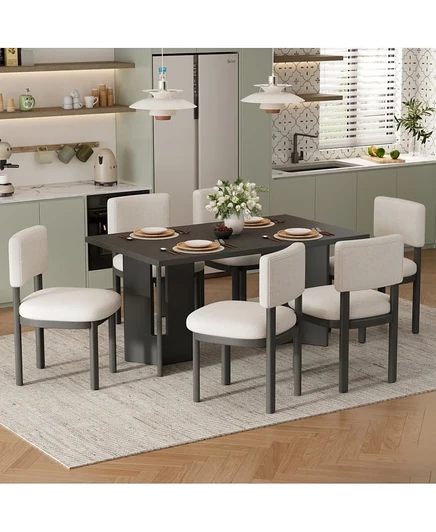 Набор деревянных обеденных столов Streamdale Furniture Farmhouse для прямоугольного стола и стульев 6, 60 дюймов серого цвета