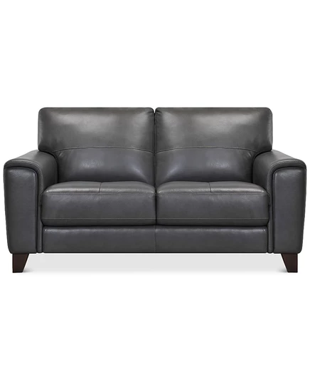 Диван Macy's Brayna 165 см, кожаный, серо-графитовый
