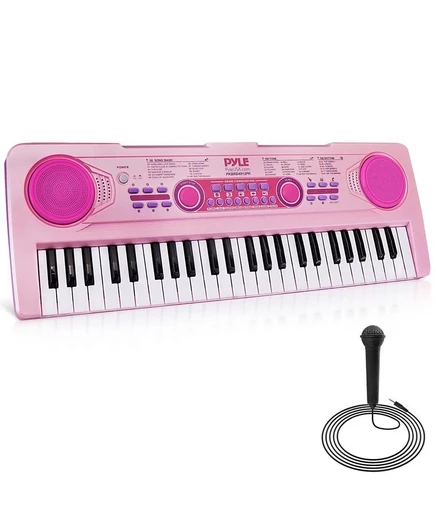 Клавиатура караоке-пианино Pyle Kids Pink с подсветкой на 49 клавиш и микрофоном - PKBRD4912PK pink