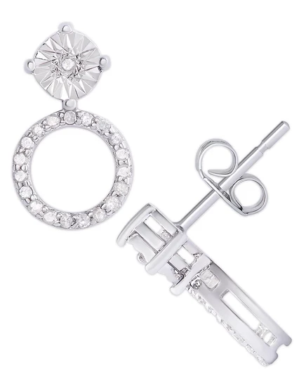 Серьги Macy's с бриллиантами 1/5 карата, серебристые