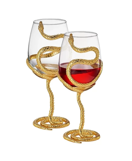 Бокалы The Wine Savant 2 шт. со змеиными ножками, золотые