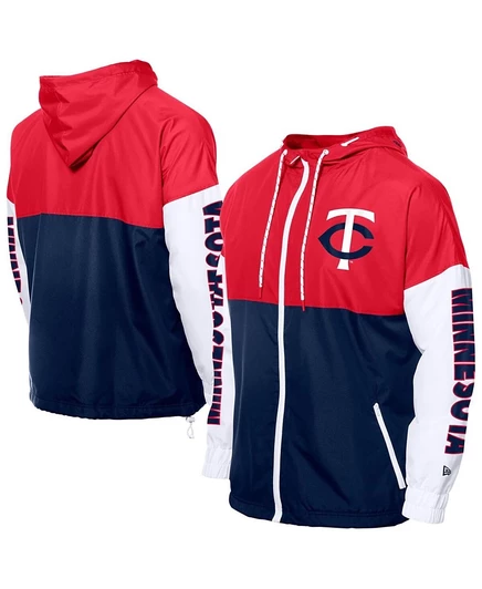 Мужская ветровка‑худи New Era Minnesota Twins, сине‑красная