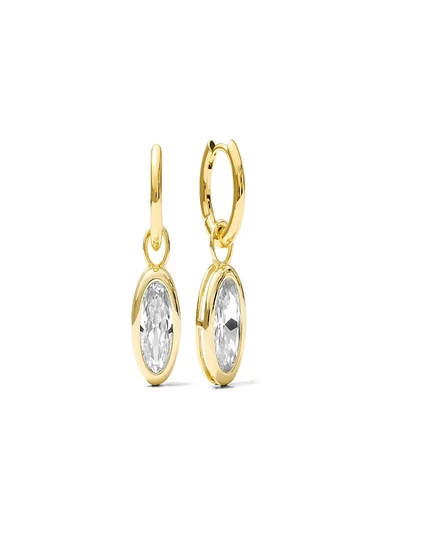 Серьги-кольца Alv Jewels с подвеской-овалом, золотистые