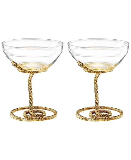 Коктейльные бокалы Wine Savant Gold Snake, набор из 2 золотых бокалов