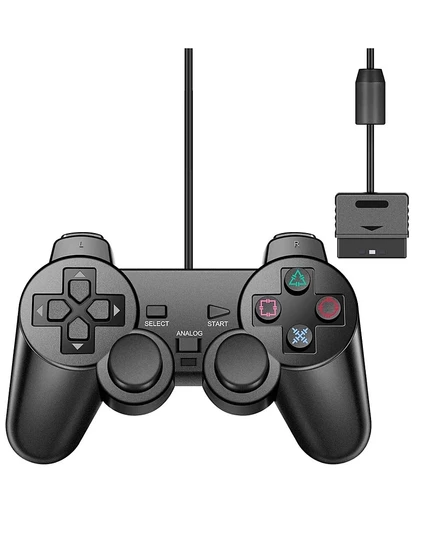 Проводной геймпад nbcp для playstation 2 с вибрацией, черный