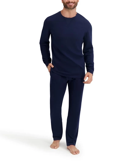 Мужской комплект для сна Hanes вафельный, синий