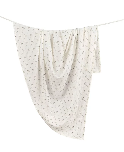 Пеленка Crane Baby Cotton Poppy из хлопка, белая