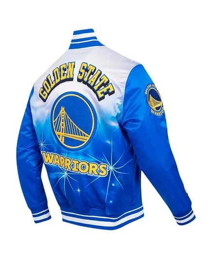 Мужская куртка Pro Standard Royal Golden State Warriors из сублимированного атласа на полной застежке royal