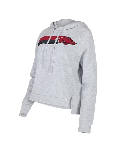 Женская толстовка-пуловер реглан Concepts Sport серого цвета Arkansas Razorbacks Cedar из трехслойной ткани с капюшоном gray