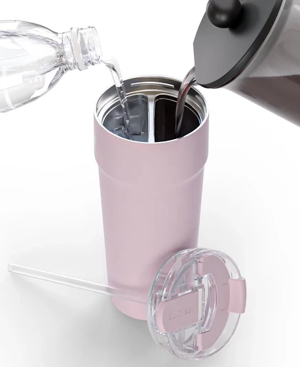 SplitFlask Двухкамерная бутылка для воды 2-В-1 с двусторонней вакуумной изоляцией из Нержавеющей Стали, Стакан, Дорожная кружка, 30 унций
