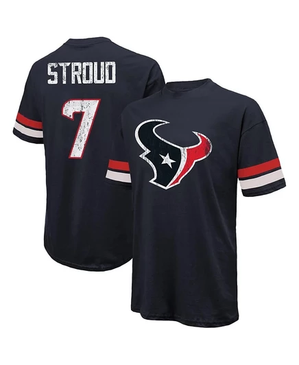 Мужская футболка Majestic C.J. Stroud Houston Texans свободного кроя, синяя