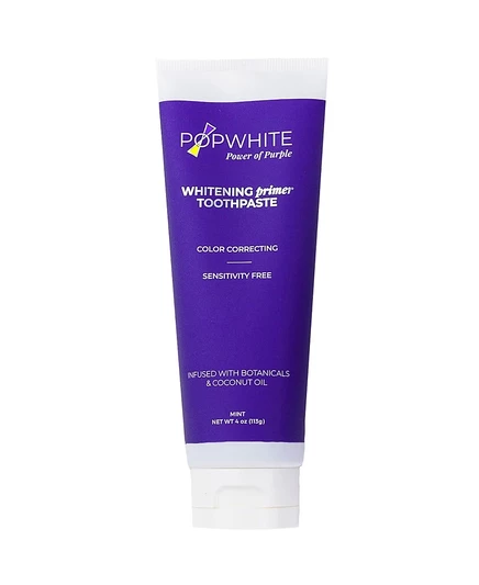 Зубная паста POPWHITE с отбеливающим праймером, 4 унции фиолетового цвета
