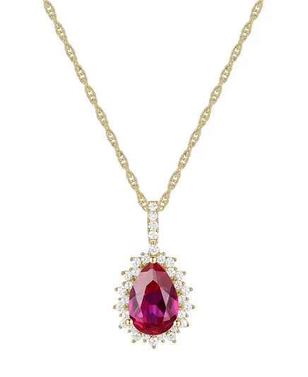 Кулон Macy's с опалом и сапфиром, 14k роз. позолота, красный
