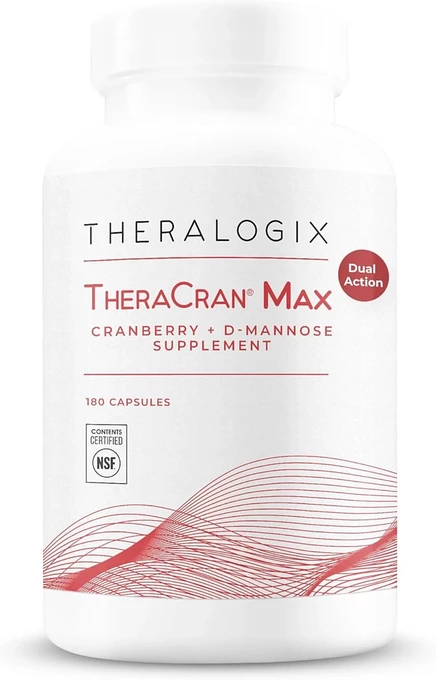 Theralogix TheraCran Max - Добавка с клюквой и D-маннозой для мужчин и женщин, поддерживающая здоровье мочевыводящих путей, на 90 дней - Сертифицирована NSF - 180 цветных капсул