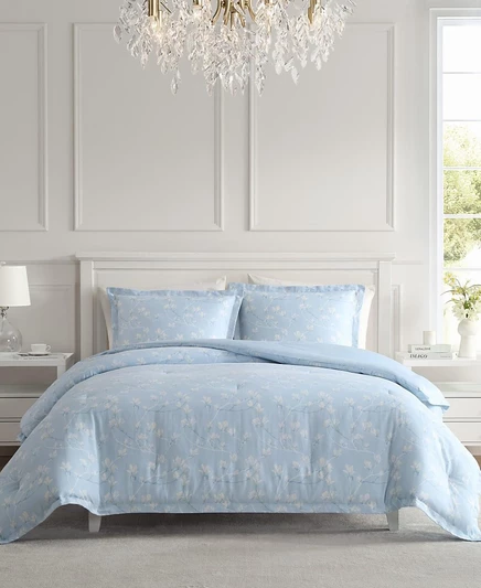 Постельный комплект Laura Ashley Magnolia Grove, king, голубой