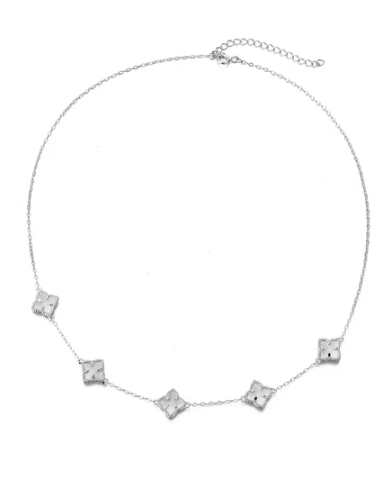 Колье ADORNIA Gold Black с цветочным узором в виде станции white
