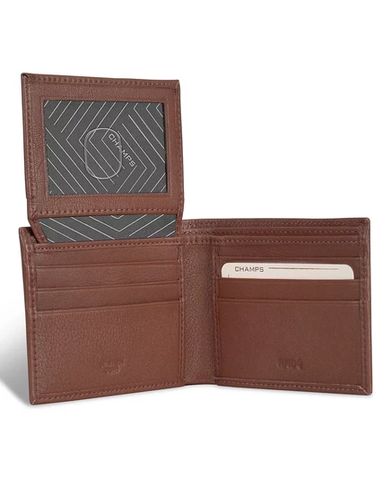 Кожаный бумажник с верхним крылом из мужской коллекции CHAMPS Onyx Collection brown