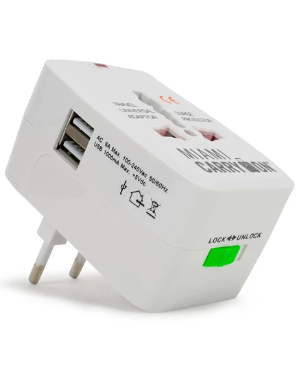 Универсальный адаптер питания Miami CarryOn с двумя USB, белый