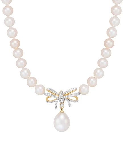 Женское колье Honora Ribbon 43см жемчуг и бриллиант, золото