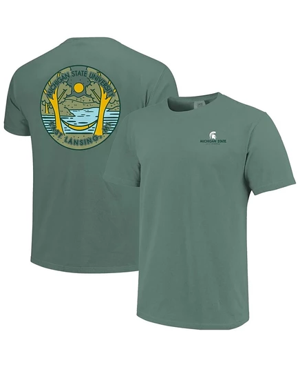 Мужская и женская футболка Image One зеленого цвета Michigan State Spartans Scenic Comfort Colors от Image One green