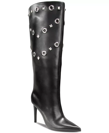  Женские сапоги до колена Saiqa с люверсами, созданные для Macy's black smooth